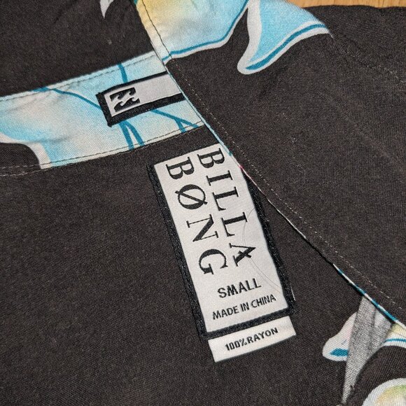 Billabong Black Floral Button Down Shirt - Picture 5 of 8